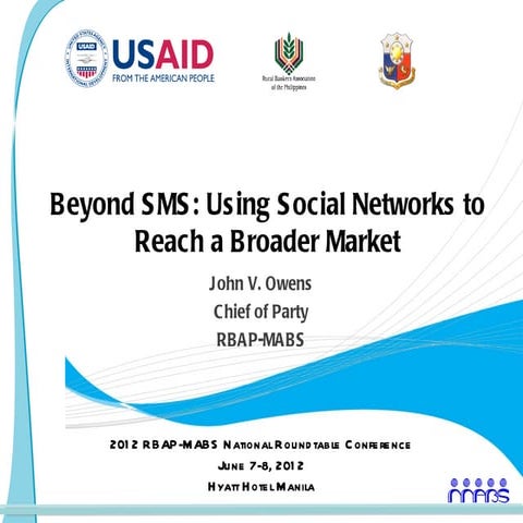 Beyond SMS Using Social Networks to Expand Access to Banking Services