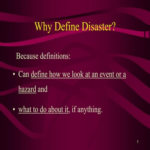 Defining Disaster