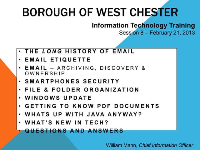 Tech Training - Session 8