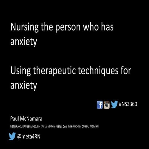 Nursing the person who has anxiety
