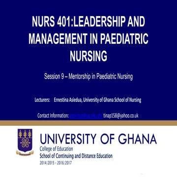 session 9 mentorship.pptx. Leadership in paediatric nursing