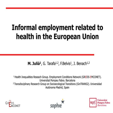 Informal employment related to health in the European Union