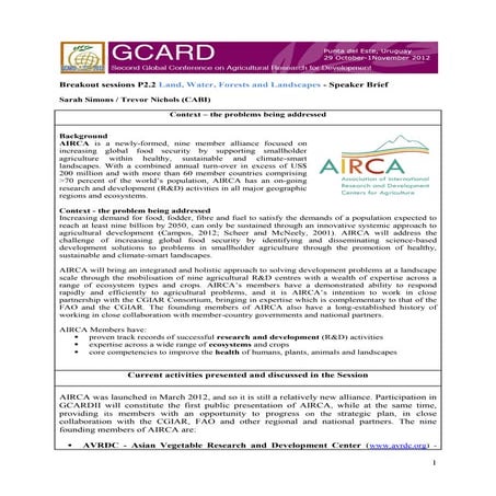 GCARD2: Speaker paper Land, Water, Forests and Landscapes