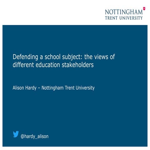 Defending the marginalised school subjects - UCET2016 presentation