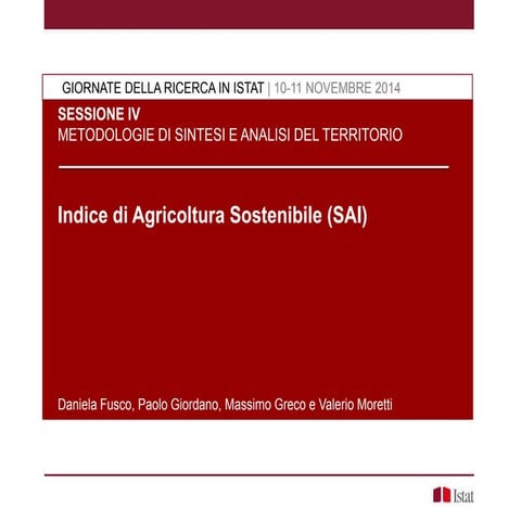 D. Fusco, P. Giordano, M. Greco, V. Moretti  - Indice di Agricoltura Sostenib...