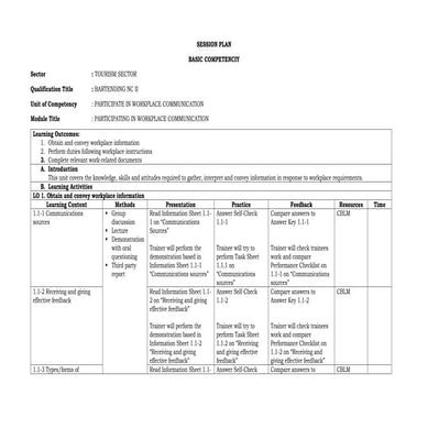 SESSION PLAN BASIC ONLY.docx HOUSEKEEPING NC III | DOCX