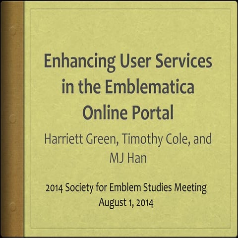 Enhancing User Services in the Emblematica Online Portal