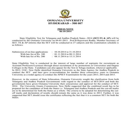 SET TS & AP-2014-Notification