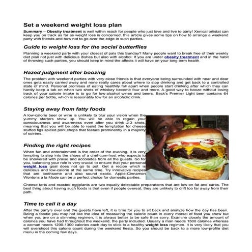 Set a weekend weight loss plan