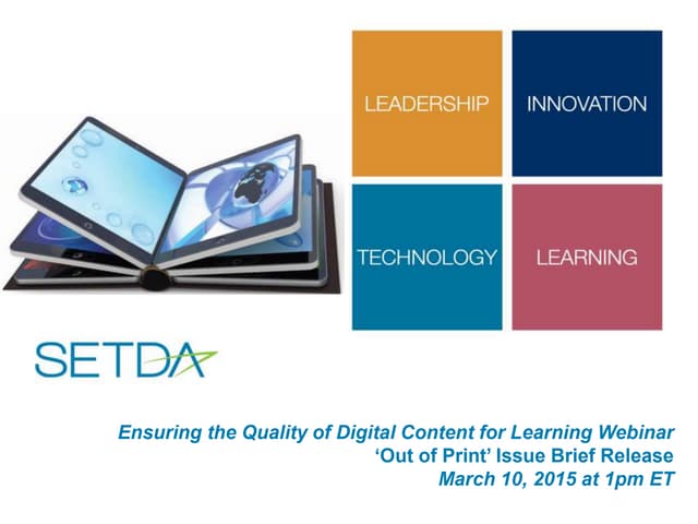 Ensuring the Quality of Digital Content for Learning Webinar