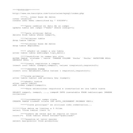 Set de instrucciones my sql