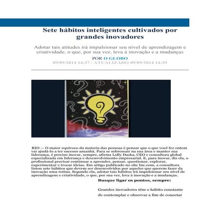 Sete hábitos inteligentes cultivados por grandes inovadores