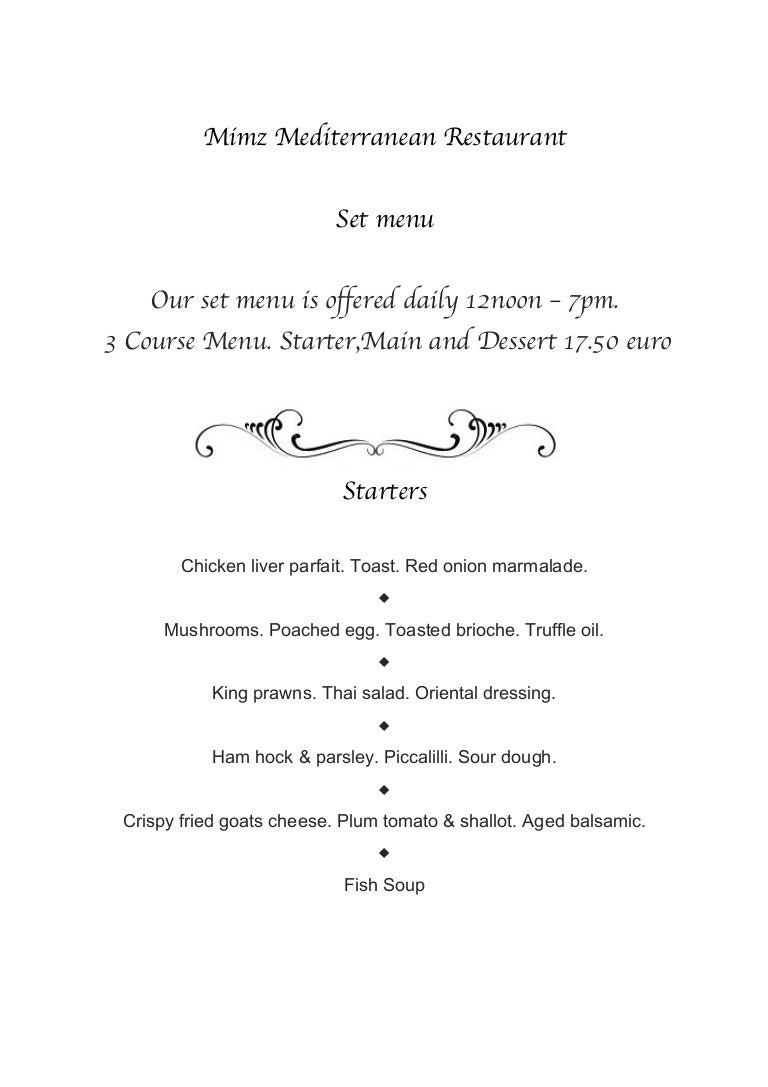 Set menu