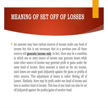 Setoff and carryforward losses-Inter head and Intra Head | PPTX
