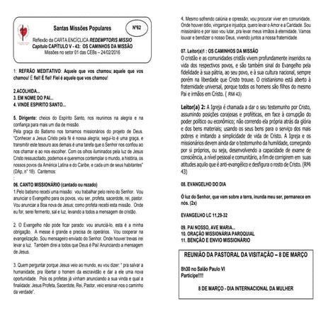 Oração das Missões no setor 01 das CEBs 