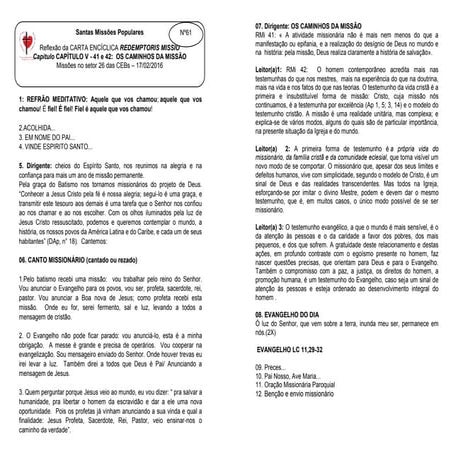  Oração das Missões no Setor 26 das CEBs