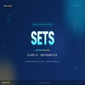 Comprehensive Class XI Mathematics Chapter on Sets: Concepts and ...