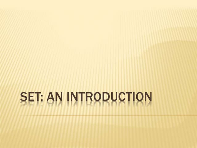 Sets Introduction