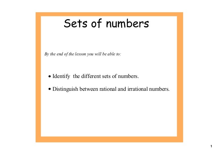 Sets of numbers