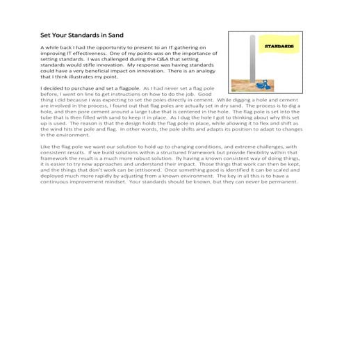 Set Your Standards in Sand