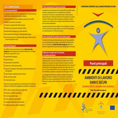 Settimana Europea per la sicurezza e la salute sul lavoro Ottobre 2011 ...