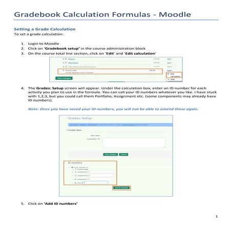 Setting a gradebook calulation on Moodle