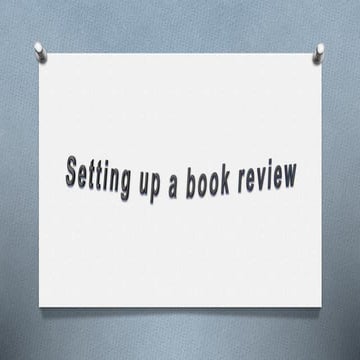 Setting up a book review for high school students