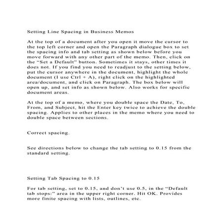 Setting Line Spacing in Business MemosAt the top of a document.docx