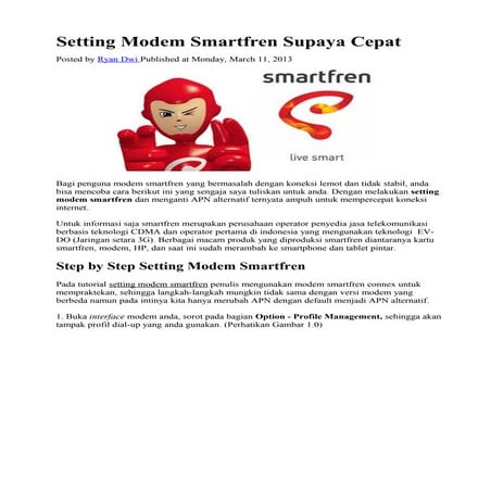 Setting modem smartfren supaya cepat