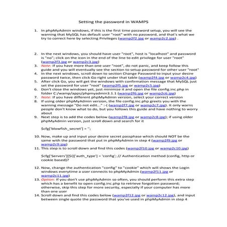 Setting The Password In Wamps