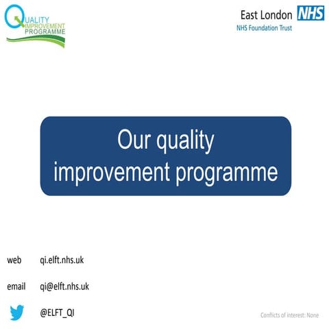 Learning from ELFT - Setting up an organisation wide QI programme