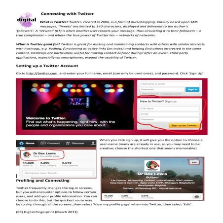 Setting up a Twitter account March 2013