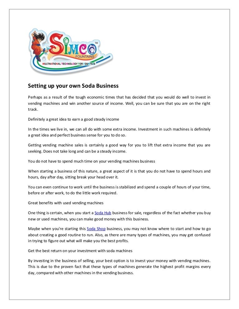 Setting up your own Soda Business