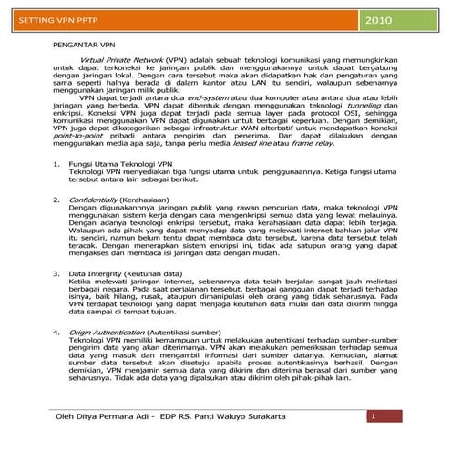 Setting vpn pptp client