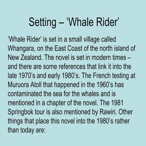Setting – ‘whale rider’