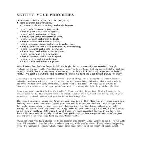 Setting Your Priorities