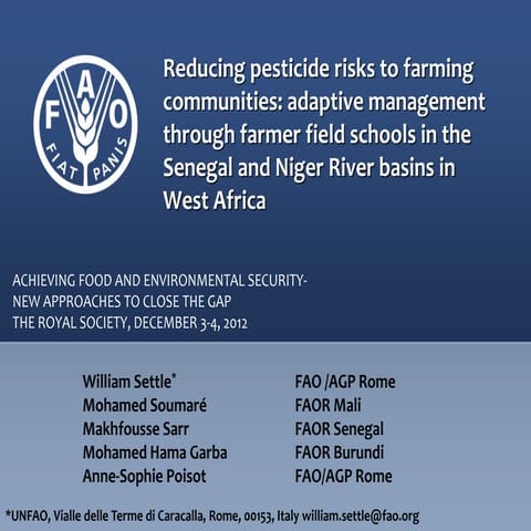 Pesticide risk management through farmer field schools in the Senegal and Nig...