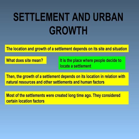 Settlement and urban growth