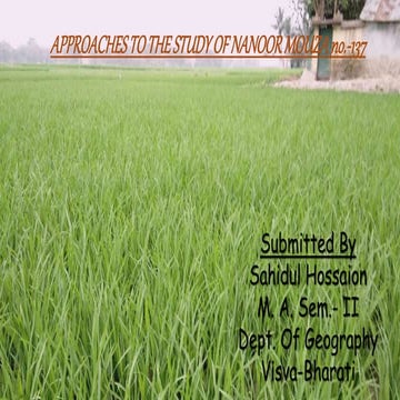 approach to the study of settlement