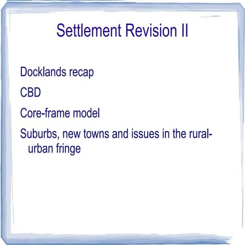 Settlements Revision Ii