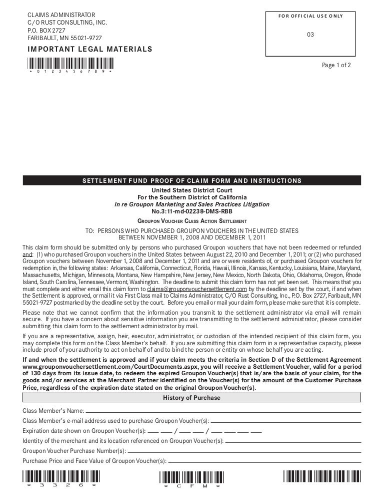 Groupon settlement voucher claim form