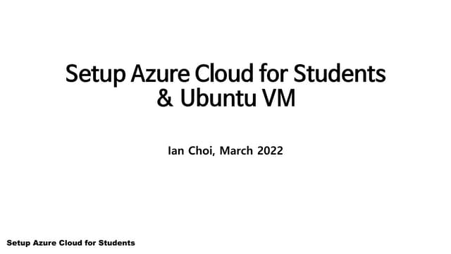 Azure 클라우드 학생 계정 & Ubuntu VM 셋업 (Mar 2022)