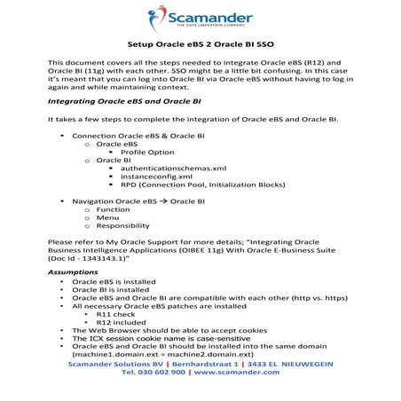 Setup Oracle eBS 2 Oracle BI SSO