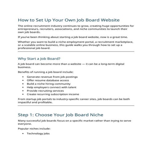 How to Set Up and Monetize Your Own Job Board Website Successfully | DOCX