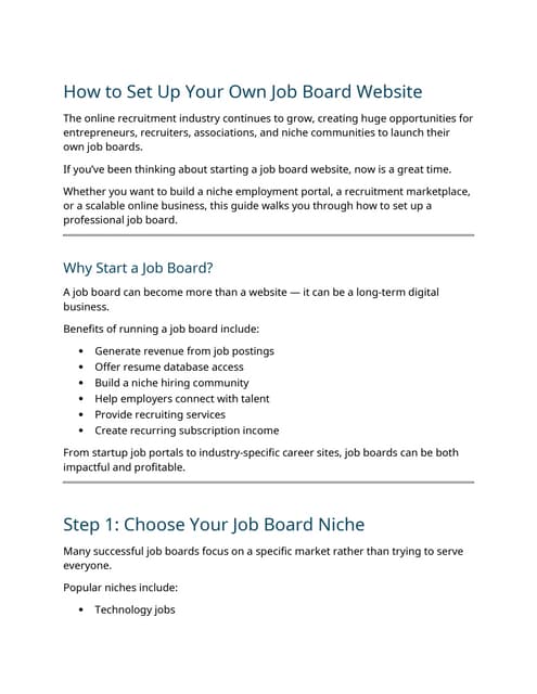 How to Set Up and Monetize Your Own Job Board Website Successfully | DOCX