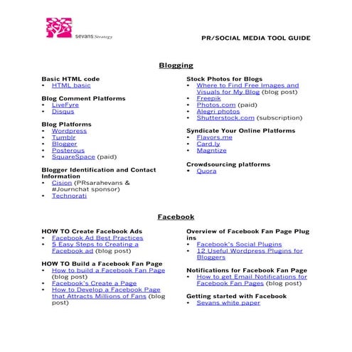 Our favorites: Sevans Strategy social tools