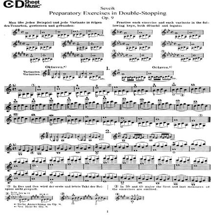 Sevecik preparatory exercises in double stopping op. 9 | PDF