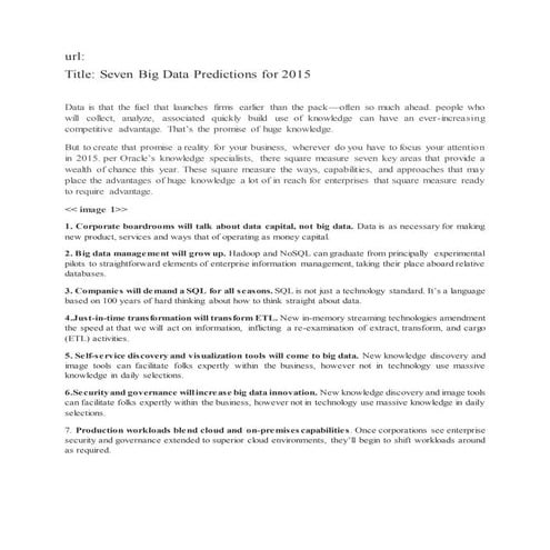 Seven big data predictions for 2015