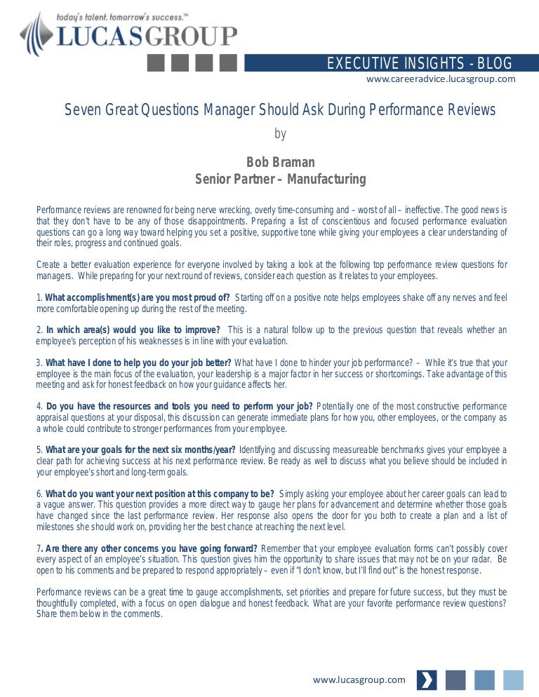 Seven Great Questions Managers Should Ask During Performance Reviews