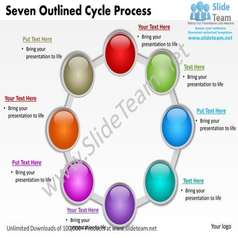 Seven outlined cycle process powerpoint templates 0712